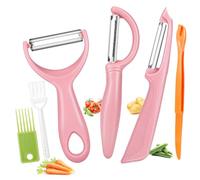 Senbowe Upgrade Potato Peeler for Kitchen, 6PCS Stainless Steel Vegetable Peeler, I and Y Veggie Food Peeler for Apple Fruit Carrot Zucchini Cucumber,Good Grip Makes Peeling Very Easy (Pink)