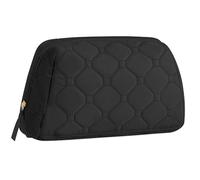 SenboweSenbowe Makeup Bag, Travel Cosmetic Bag, Puffy Padded Make Up Bag for Women, Makeup Organizer Case, Wide-open Pouch Purse, Travel Essentials, Toiletries Accessories Brushe, Black, Zipper