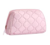 SenboweSenbowe Makeup Bag, Travel Cosmetic Bag, Puffy Padded Make Up Bag for Women, Makeup Organizer Case, Wide-open Pouch Purse, Travel Essentials, Toiletries Accessories Brushe, Pink, Zipper