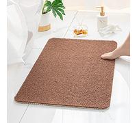 SENCC Loofah Shower Mat Non Slip, Mildew Proof PVC Loofah Mat for the Shower, Soft Comfort Massage Mats with Quick Drying Drain for Bathroom Wet Area (Brown, 32x16 inches)