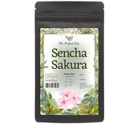Sencha Sakura Green Tea Loose Leaf (100g) with Cherries and Rose Petals Full of Aroma Fragrant Delicious Floral Fruity Refreshing Smooth Sweet and Crisp, Dark Resealable Package