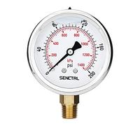 SENCTRL 0-200 Psi Glycerin Liquid Filled Pressure Gauge, 2.5" Dial Size, 1/4" NPT Lower Mount, Stainless Steel Case, for Water Oil Air Fuel Pressure Test in Pipe Pool Pump Sand Filter Air Compressor