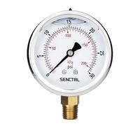 SENCTRL 0-30 PSI Glycerin Liquid Filled Low Pressure Gauge, 2.5" Dial Size, 1/4 NPT, Stainless Steel Case, Lower Mount, for Coolant Co2 Water Oil Air Fuel Pressure Test