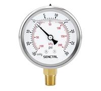 SENCTRL 30 inHg to 30 Psi Vacuum Glycerin Liquid Filled Low Pressure Gauge, 2.5" Dial Size, 1/4" NPT Lower Mount, Stainless Steel Case, for Air Conditioning Manifolds, HVAC, Air Pump Vacuum Test