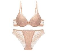 Sencylife Sexy Bras for Women Lace Push Up Padded Underwire Lift Up Support Everyday Bra Set Nude 32B