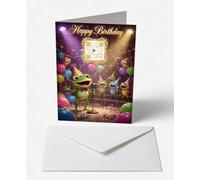 Send It By Birthday Card | Festive Frog Chorus Design | Interactive QR Song | With Envelope | Happy Birthday Greeting Card | Her/Him