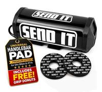 SEND IT Handlebar Pad with FREE GRIP DONUTS - Universal Fit for Dirt Bikes and ATVs Crossbar by ThrottlePak (BLACK, SQUARE)