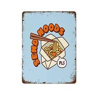 Send Noods Funny Ramen Noodle Play on Words Pun Retro Style Cartoon Food Art Print Poster Kitchen Funny Vintage Metal Tin Sign For Bedroom Living Room Kitchen Yard Garden Wall Decor Gift 12 X 8 Inch