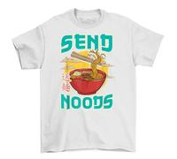 Send Noods Ramen Japanese t-Shirt - Deliciously Funny! Unisex Printed Design. Perfect for Ramen Lovers with a Sense of Humor. White