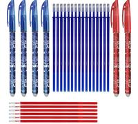 SEND UP Erasable Gel Pens 6 Pack (2 Red, 4 Blue) + 22 XXL Refills (6 Red, 16 Blue) - Compatible with Legami - 0.5mm Tip - 20% More Ink - Secure Screw Cap - Eco-Friendly - Stationery Gift