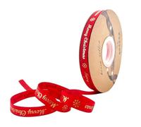 Senda Merry Christmas Ribbon, 50 Yard 10mm Grosgrain Snowflake Ribbon Christmas Satin Ribbon Roll for Crafts Gift Wrapping, Hair Bow Making, Xmas Tree, Cake, Wedding Christmas Party Decoration (Red)