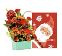 SendaBunch Joyful Santa Christmas Greeting Card, including your personalized message, with a Christmas Red Miniature Arrangement gift wrapped and delivered in a Gift Box from