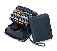 SENDEFN Credit Card Holder Purses for Women, RFID Blocking 24 Slots Large Leather Organ Style Womens Wallet Purse with Wrist Strap & Coin Pocket