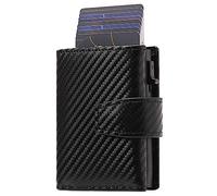 SENDEFN Credit Card Holder RFID Blocking Minimalist Trifold Mens Wallets Automatic Pop Up Metal Case with ID Windows & Zip Coin Pocket