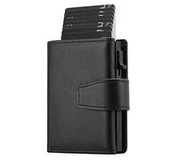 SENDEFN Credit Card Holder RFID Blocking Minimalist Trifold Mens Wallets Automatic Pop Up Metal Case with ID Windows & Zip Coin Pocket