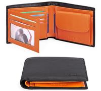 SENDEFN Men's Wallets Genuine Leather RFID Blocking Slim Trifold Wallets with Credit Cards and ID Windows & Coin Pocket