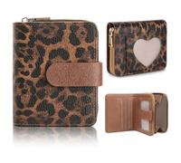 SENDEFN Small Purses for Women Vegan Leather Leopard Print Womens Wallet RFID Blocking Ladies Purse with Zipper Coin Pocket