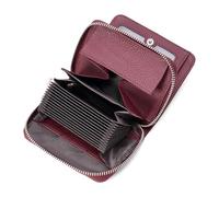 SENDEFN Women's Genuine Leather Wallet, Credit Card Holder with RFID Blocking, Small and Short Women's Wallet, Zipper Coin Purse, Multiple Card Slots Wallet for Girl Woman, red wine