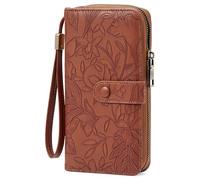 SENDEFN Women's Large Wallet in Long Format, Credit Card Holder, Women's RFID Protection, Wallet Zip Vegan Leather, Wallet with Many Compartments for 48 Card Slots, brown, 20 x 11 x 4 cm, Fastened