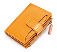 SENDEFN Women's RFID Blocking Leather Small Compact Bi-fold Zipper Pocket Wallet Card Case Purse with ID Window