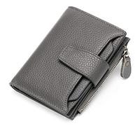 SENDEFN Women's RFID Blocking Leather Small Compact Bi-fold Zipper Pocket Wallet Card Case Purse with ID Window