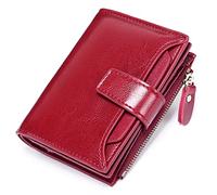 SENDEFN Women's RFID Blocking Leather Small Compact Bi-fold Zipper Pocket Wallet Card Case Purse with ID Window
