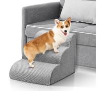 SenDeluz Dog Steps for Bed Sofa, Easy Climb Dog Cat Ramp Steps, High Density Foam Pet Stairs, Non-Slip Pet Ladder with Washable Cover for Dogs and Cats