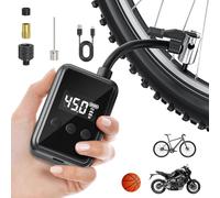 SenDeluz Mini Electric Bike Pump, Ultra Small 120 PSI Mini Bicycle Pump with Digital LCD Pressure Gauge, Type-C Rechargeable 500 mAh