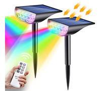 SenDeluz Solar Spotlight Outdoor Garden Lights, Color Changing RGB Solar Powered Landscape Spotlights, IP65 Waterproof Solar Powered Garden Lights for Bushes, Pond, Pool, 2 Pack
