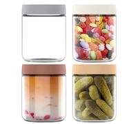 Senders 4 Pack 16 OZ Overnight Oats Jar, 500ml Glass Mason Jars with Lids, Glass Jars for Overnight Oats Salad Jars Fruit Yogurt Pudding Chutney Jam Spice (500ml)