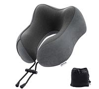 Senders Travel Pillow Memory Foam Neck Pillow Lightweight Quick Pack for Airplane Train Car Neck Support Pillow for Travel Camping (Dark Grey)
