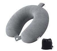 Senders Travel Pillow Memory Foam Neck Pillow Lightweight Quick Pack for Airplane Train Car Travel Camping Neck Support Pillow (Dark Grey)