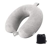 Senders Travel Pillow Memory Foam Neck Pillow Lightweight Quick Pack for Airplane Train Car Travel Camping Neck Support Pillow (Light Grey)