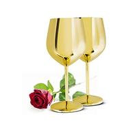Sendez 2 Wine Glasses 510 ml Gold Stainless Steel Wine Goblet / Cup Red Wine Glass Unbreakable