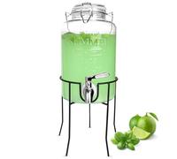 Sendez 3L Drinks Dispenser with Stainless Steel Tap, Glass Lid and Stand Dispenser
