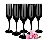 Sendez 6 Black 200 ml Champagne Glasses, Dishwasher-Safe Painted Glass Champagne Flutes for Prosecco