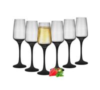 Sendez 6 Champagne Glasses 210 ml with Black Handle Champagne Flutes Champagne Glasses Prosecco Glasses Prosecco