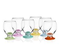 Sendez 6 glasses with colourful feet, 250 ml, water glasses, juice glasses, drinking glasses, whisky glasses