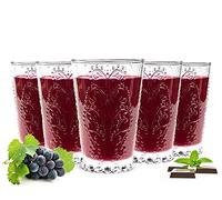Sendez 6 pcs 350 ml Relief Drinking Glasses - Wine Glasses, Juice Glasses, Dishwasher Safe, Modern Design, Suitable for Home Use and Catering