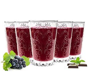 Sendez 6 pcs 350 ml Relief Drinking Glasses - Wine Glasses, Juice Glasses, Dishwasher Safe, Modern Design, Suitable for Home Use and Catering