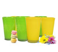 Sendez 6-Piece Glass Drinking Glasses 320 ml Green Yellow Juice Water Cocktail