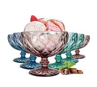 Sendez 6-Piece Multicoloured Ice Cream Cup Set, 300ml, Glass, Classic Style, Dishwasher Safe