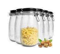 Sendez 6 Preserving Jars 1.4 L with Ceramic Lid Swing Top Food Storage Containers Glass