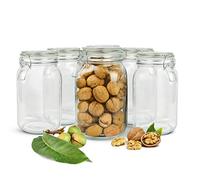 Sendez 6 Preserving Jars 1500 ml Swing Top + 10 Labels 6x Seal and Pen Storage Jar