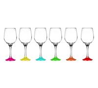 Sendez 6 Wine Glasses, 250 ml with colourful feet, white wine glasses, red wine glasses