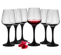 Sendez 6 Wine Glasses 360 ml with Black Stem Red Wine Glasses White Wine Glasses Wine Goblet