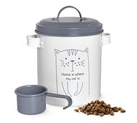 Sendez Dry Food Container with Lid and Spoon Metal Tin Pet Food Storage Container Cat Food Box Food Storage Cat Food Storage