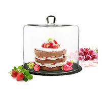 Sendez glass dome on slate plate, 28 x 25 cm, cake dome, cheese cover