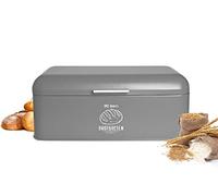 Sendez Large Metal Bread Bin with Hinged Lid 42 x 22.5 x 17 cm in Retro Look Grey
