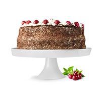 Sendez Large Round Porcelain Cake Stand Serving Plate, Diameter 30 cm, Height 12 cm, White, Classic, Glossy Finish